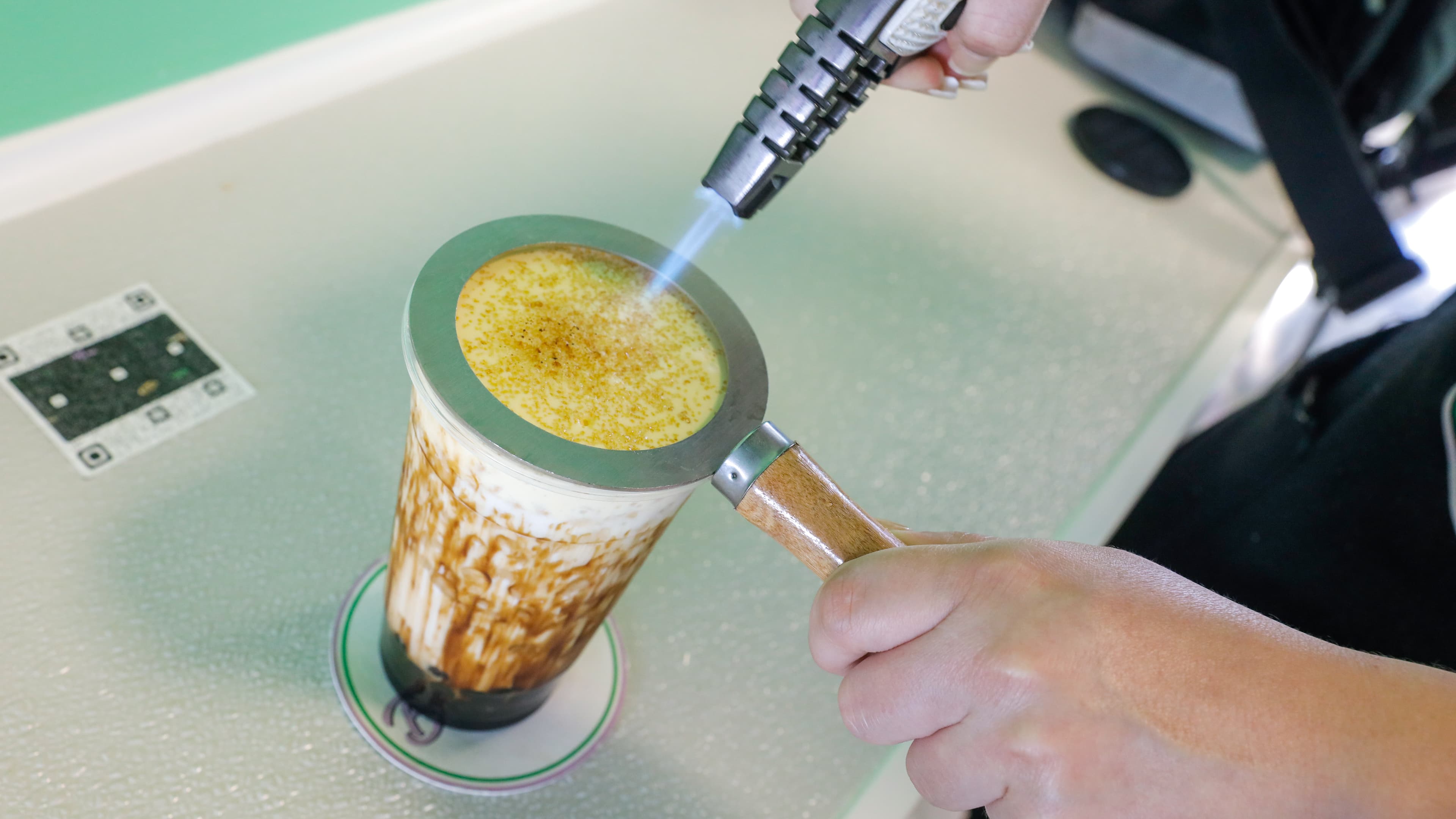 Iced milk tea with boba